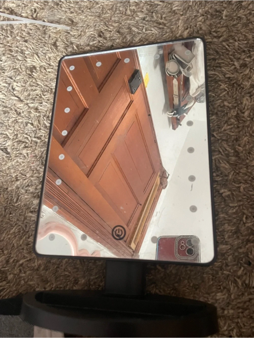 Lighted Vanity Mirror - Black Frame with LED Dots
